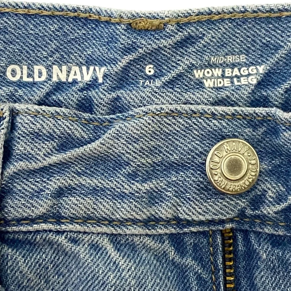 Old Navy Wow Baggy Wide Leg Jeans Light Wash 100% Cotton Retro Size 6 Tall - Picture 4 of 11